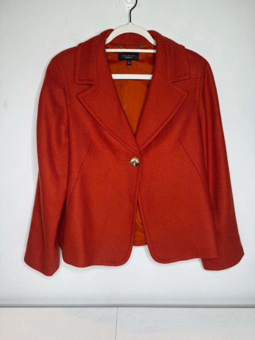 Talbots Burnt Orange Wool Blend Blazer Size 10 Classic Fall Academia Preppy